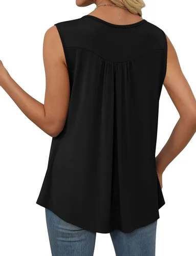 Vista 4 de Mystry Zone Blusa casual para mujer, con botones, con volantes, talla S-3XL