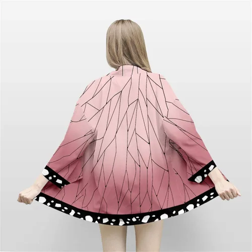 Vista 5 de Rickem Adult Women Kimetsu no Yaiba Kochou Shinobu Robes Cosplay Cardigan Top Jacket Kimono
