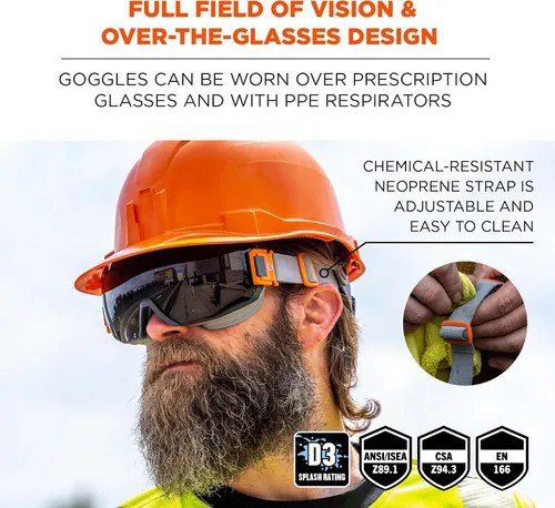 Vista 2 de Ergodyne Skullerz MODI - Gafas de seguridad protectoras OTG, ventilación indirecta, antiniebla, resistentes a los arañazos