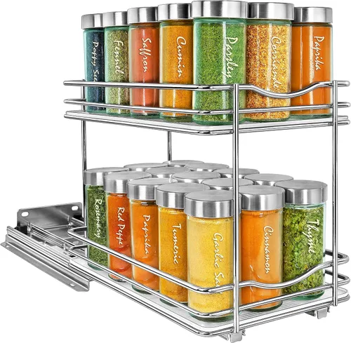 Vista 24 de LYNK PROFESSIONAL® Organizador de especiero extraíble para el interior de armarios de cocina - 4-3/8 pulgadas de ancho - Cajón deslizable - Estantes