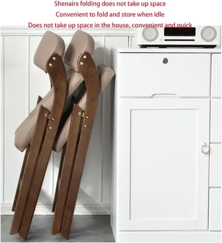 Vista 7 de Sillas de oficina plegables de madera maciza con asientos acolchados, sillas de cocina, ideales para reuniones familiares, adecuadas para comedor