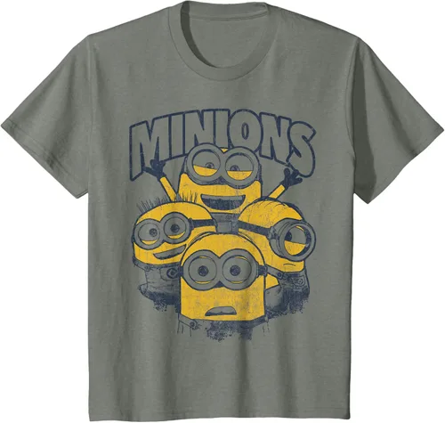 Vista 40 de Despicable Me Minions Vintage Group Graphic Camiseta Gris Oscuro