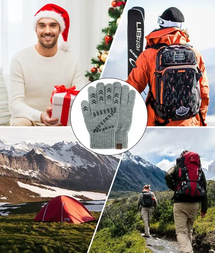 Vista 12 de FZ FANTASTIC ZONE Guantes de invierno para hombre, cálidos, térmicos, suaves, de lana, para pantalla táctil, para mujer