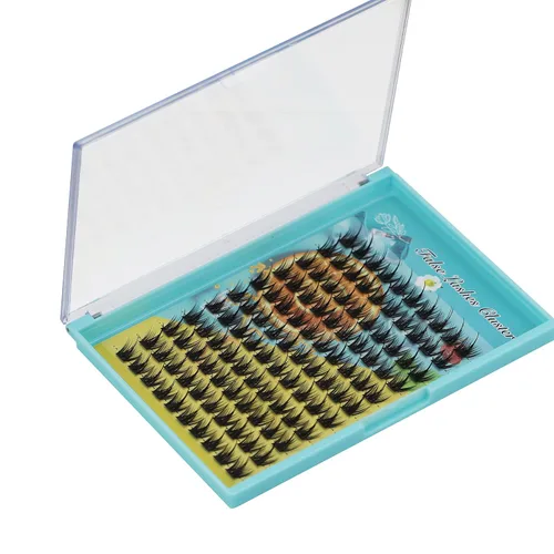 Vista 3 de Bodermincer Pestañas postizas de un solo racimo con rizo C, abanicos de volumen, pestañas individuales segmentadas naturales (0.394 pulgadas)