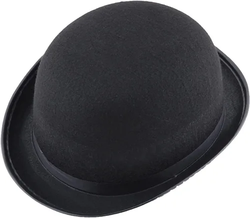 Vista 4 de Sombrero de bolichero de Halloween, sombrero de fieltro negro, sombrero de disfraz, sombrero de bombero alto, sombrero de fieltro negro, sombreros