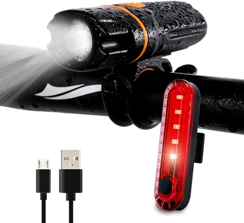 Vista 4 de Luces de bicicleta, luz delantera súper brillante para bicicleta, 1200 lúmenes, IPX6 impermeable, 6 modos, luz de ciclismo, linterna con luz trasera