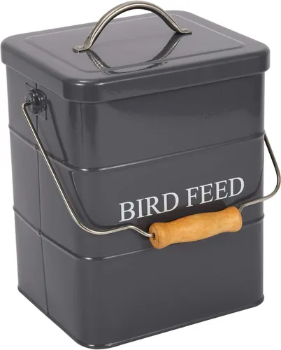 Vista 8 de Geyecete Comedero para pájaros, tarro de comida para mascotas, contenedor hermético para almacenamiento de alimentos, color negro