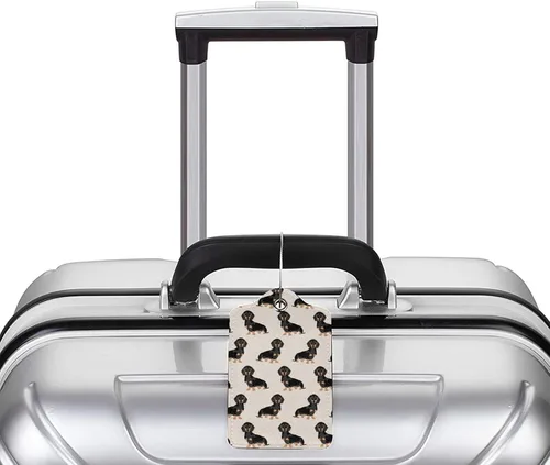 Vista 5 de Cute Wiener Dog Doxie Dachshund - Etiqueta de equipaje para mujeres, hombres y niñas, de viaje de piel sintética, etiqueta de identificación