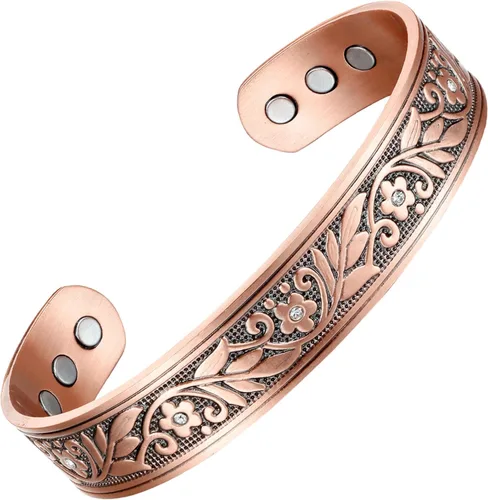 Vista 7 de Earth Therapy Pulsera magnética de cobre para mujer, estilo griego, ajustable, ultra fuerte