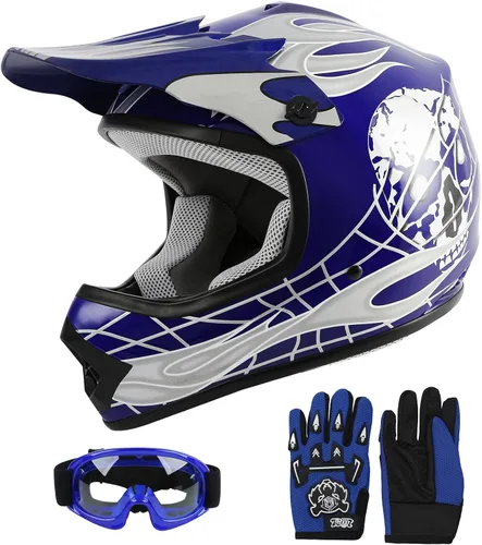 Vista 13 de SLMOTO - Casco DOT para niños y jóvenes de motocross, casco de motocicleta de calle, casco de bicicleta de tierra, motocross, ATV, casco con diseño