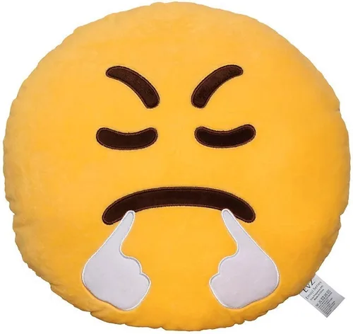 Vista 39 de Emoji Cara de Alienígena Cojín de Emoticón Relleno de Felpa Suave Almohada, Certificado Oficial, EvZ 31cm Gris