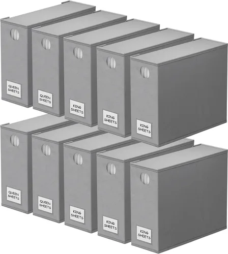 Vista 13 de SpaceAid Paquete de 2 Organizadores y Almacenamiento de Sábanas, Organizador de Sábanas Plegable para Armario de Ropa Blanca, Carpeta Guardadora