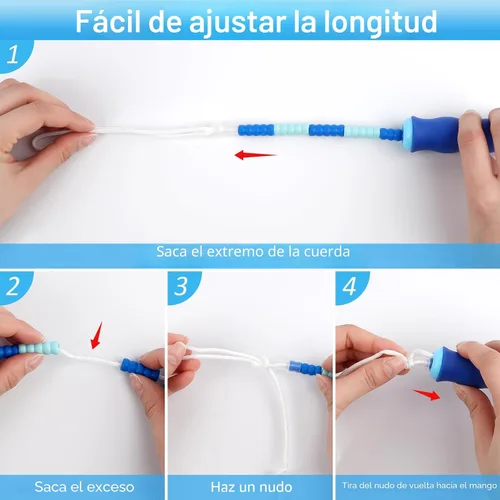 Vista 2 de Cuerda de saltar para niños, cuerdas de saltar ajustables para 4 5 6 7 8 10 12 años, cuerda de saltar sin enredos de 8 a 12 años, cuerda de saltar