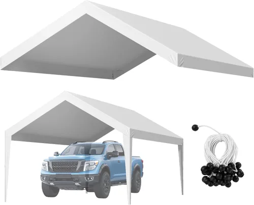 Vista 56 de VEVOR Cobertizo Tienda de Almacenamiento Exterior Portátil Resistente de 6 x 8 x 7 pies, Refugio de Cochera Garaje Impermeable con Puerta Enrollable