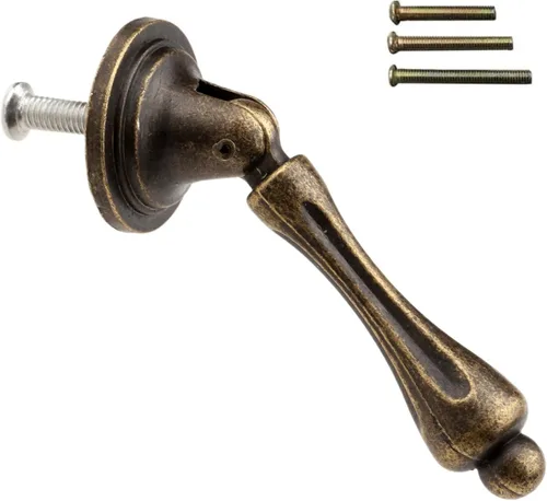 Vista 9 de dophee 2 pomos antiguos para gabinete con tornillos, 2.44 x 0.94 pulgadas Tiradores colgantes de bronce para armario de cocina, puerta, aparador