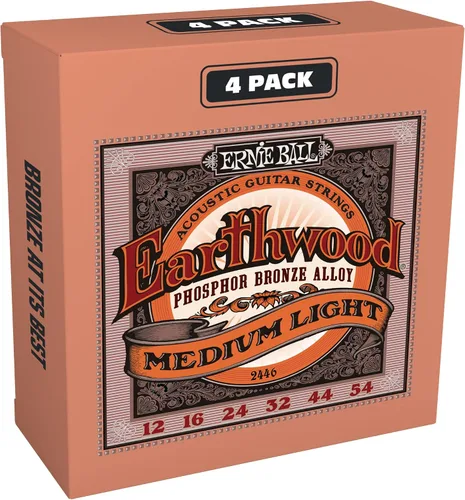 Vista 17 de Ernie Ball Earthwood P03543 - Cuerdas para guitarra acústica personalizadas de bronce fosforoso medio, paquete de 3, calibre 12.5-56
