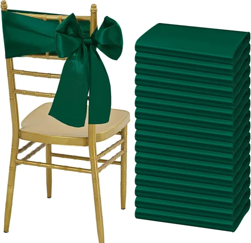 Vista 23 de Showgeous 60 cintas de satén color burdeos para decoración de sillas de recepción de boda, lazos para sillas de 7 x 78 pulgadas para banquetes