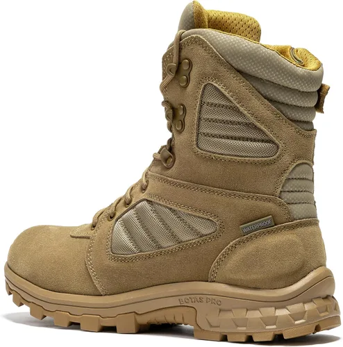 Vista 3 de ROCKROOSTER Burano Botas tácticas militares para hombre, 8 pulgadas, gamuza coyote y nailon, cremallera lateral YKK para poner y quitar fácilmente