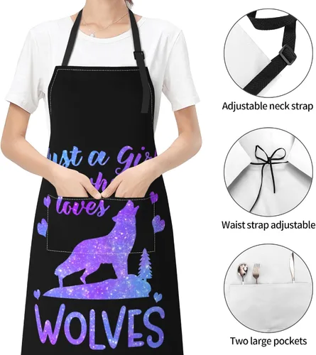 Vista 5 de Delantales para mujer con bolsillos, delantales de cocina impermeables divertidos para adultos, delantales para cocinar, barbacoa
