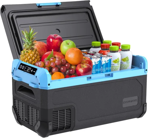 Vista 11 de Refrigerador portátil para auto de 20L, refrigerador con congelador de una zona de 21QT con evaporador de expansión por soplado, puerta reversible