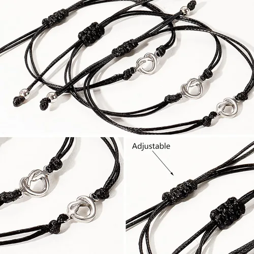 Vista 4 de choice of all Pulseras de amistad a juego con corazón para mejor amiga, pulsera de cuerda trenzada hecha a mano, regalos de amistad para mujeres