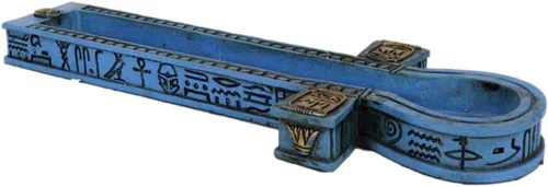 Vista 5 de Ebros Gift Hermosos símbolos jeroglíficos azules egipcios Cartucho dorado Ankh Key Incienso Stick Burner Holder Figurine Gods of Egypt Talismán of