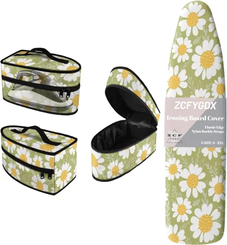 Vista 16 de Juego de funda para tabla de planchar 2 en 1 con correas de nailon y funda de hierro, funda protectora resistente a las manchas de 15 x 48 pulgadas