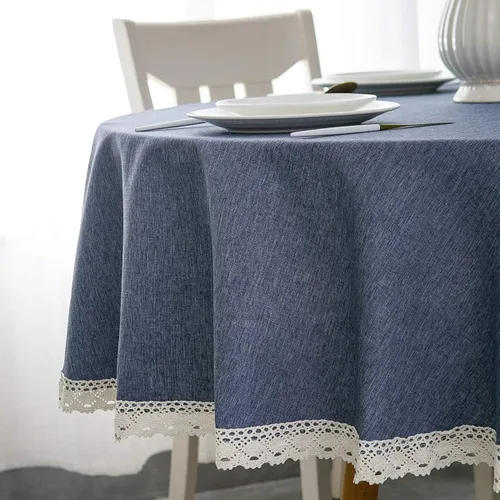 Vista 15 de EHouseHome Mantel de lino sintético con ribete de encaje, impermeable, a prueba de derrames, resistente a las manchas, sin arrugas, a prueba