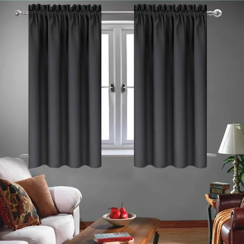 Vista 65 de Cortinas de cocina negras Ladity - 2 paneles de cortinas cortas opacas, 36 pulgadas, privacidad, niveles de café, cortinas de granja para ventana