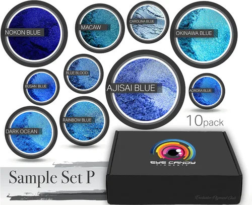 Vista 2 de Eye Candy Pigments Blue Mica Pigment Powder Set P - Polvo de mica para arte de resina epoxi - Carpintería - Polvo de mica de grado cosmético
