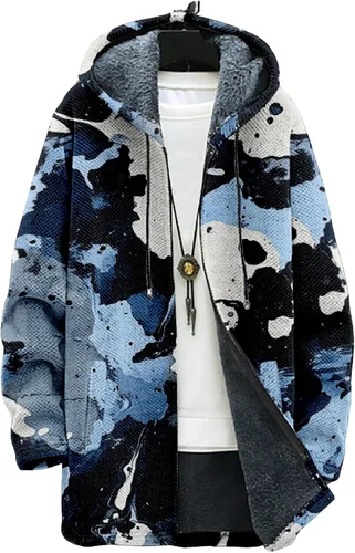 Vista 14 de BIVENANT Sudaderas con capucha con cremallera para hombre, cárdigan con capucha a rayas, sudaderas con capucha de camuflaje, abrigos de moda