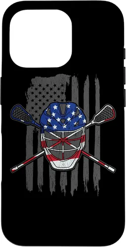 Vista 19 de iPhone 11 bandera estadounidense lacrosse Player Tee Lacrosse Portero caso