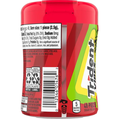 Vista 11 de Trident Vibes SOUR PATCH KIDS Redberry - Goma de mascar sin azúcar, botella de 40 piezas (paquete de 2)