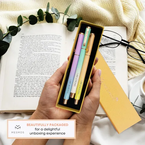 Vista 3 de MESMOS Juego de 3 bolígrafos de punta fina de 0.7mm con tinta de gel, juego de bolígrafos elegante para mujeres, regalos inspiradores para mujeres