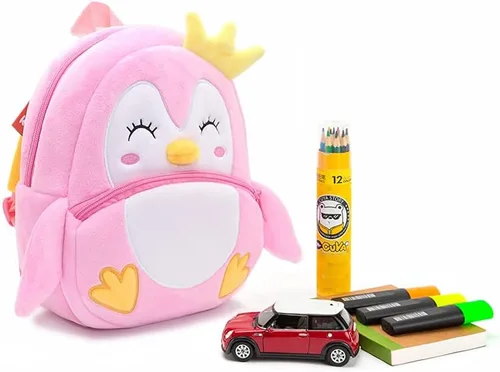Vista 6 de NICE CHOICE Linda bolsa cruzada para niños pequeños de peluche con dibujos animados, mini bolsa de viaje para bebé niña niño de 2 a 6 años, Mochila
