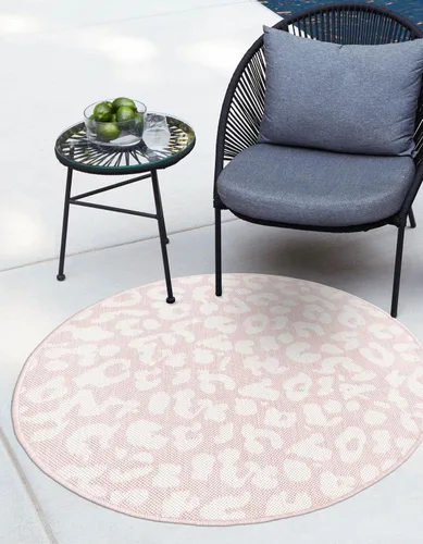 Vista 38 de Unique Loom colección Outdoor Safari Alfombra para exteriores - Leopardo (13' redonda, azul/gris)