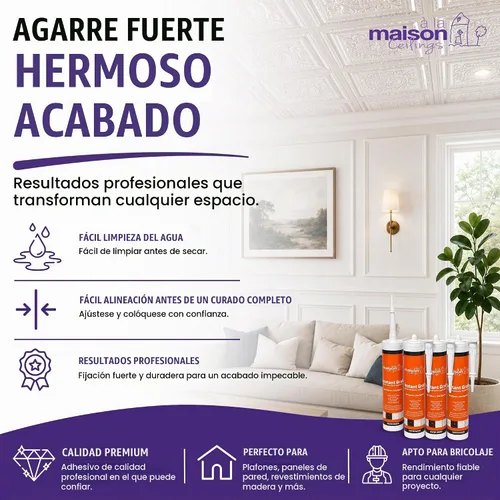 Vista 8 de À LA MAISON CEILINGS Adhesivo blanco Instant Grab – Panel de pared para azulejos de techo y adhesivo de moldura de corona, pegamento resistente al