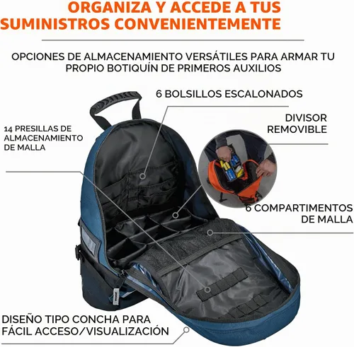 Vista 3 de Ergodyne - 13487 Arsenal 5243 Medic First Responder Trauma Mochila Jump Bag, Azul