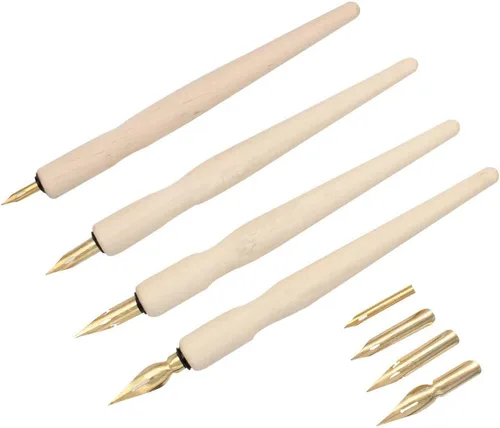Vista 8 de Juego de bolígrafo de plástico profesional de manga gótica con 5 puntas, juego de bolígrafos de dibujo de caligrafía de manga, 5 piezas, color negro