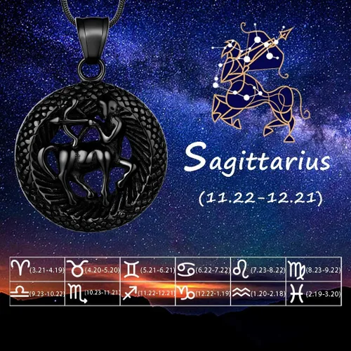 Vista 3 de Hipunk Collar de 12 constelaciones, signo de estrella del zodiaco, colgante de horóscopo, acero inoxidable 316L, regalo de cumpleaños para hombres