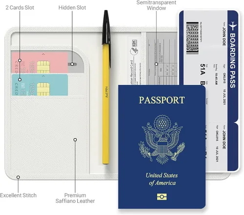 Vista 4 de JUST4YOU Funda para pasaporte y tarjeta de vacunación con bloqueo RFID para pasaporte de viaje, Londres, Moderno