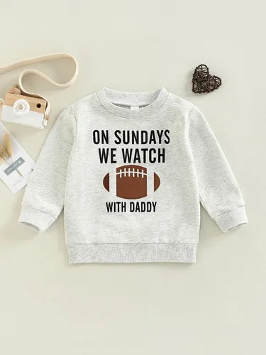 Vista 2 de Reloj de fútbol americano con papá para niños pequeños, ropa de otoño e invierno