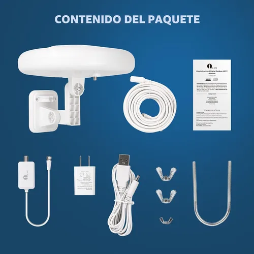 Vista 7 de 1byone Antena de TV para exteriores, recepción omnidireccional de 360° 2-Blanco