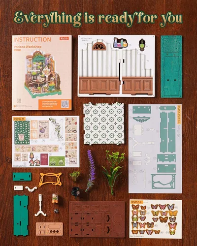 Vista 6 de Rolife Kit de casa de muñecas en miniatura para estudiar la naturaleza Taller de Pociones