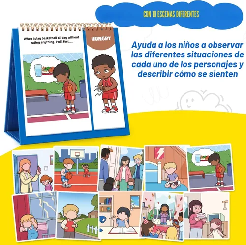 Vista 3 de Torlam Feelings Wheel - Libro de emociones para niños, herramientas de regulación socioemocional, libro con rueda de emociones, herramientas
