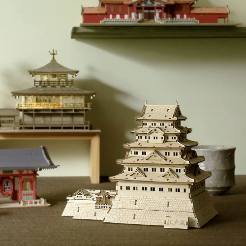 Vista 4 de Rompecabezas 3D de arquitectura de madera del castillo de Edo - Divertidos kits de manualidades de madera - Regalo ideal para cumpleaños y recuerdos
