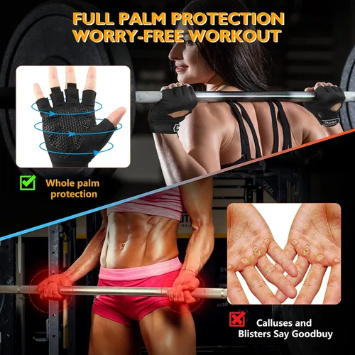 Vista 3 de Ihuan Nuevos Guantes de Entrenamiento Transpirables para Hombres y Mujeres - Sin Más Sudor y Protección Completa de la Palma para Gimnasio