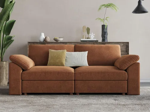 Vista 26 de EASE MOOSE Sofá modular verde seccional de gran tamaño en forma de L Pana verde