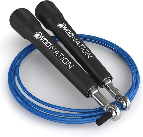Vista 2 de WOD Nation Cuerda de saltar de velocidad ajustable para hombres, mujeres y niños - Cuerda de saltar de fitness ultrarrápida perfecta para boxeo