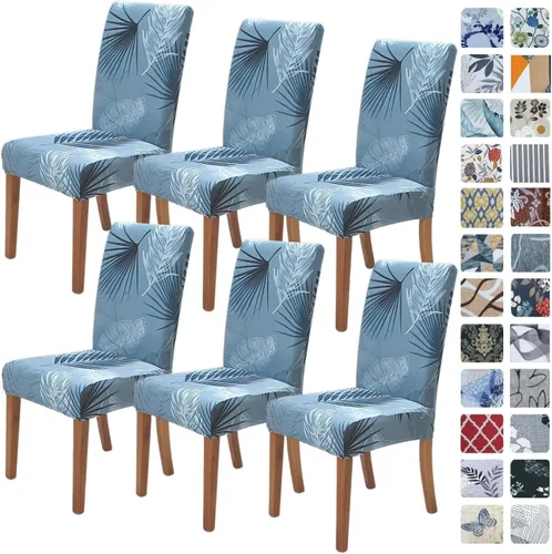 Vista 64 de SPRINGRICO Juego de 4 fundas para sillas de comedor, fundas elásticas para sillas de comedor, de elastano lavables, fundas para sillas Parsons